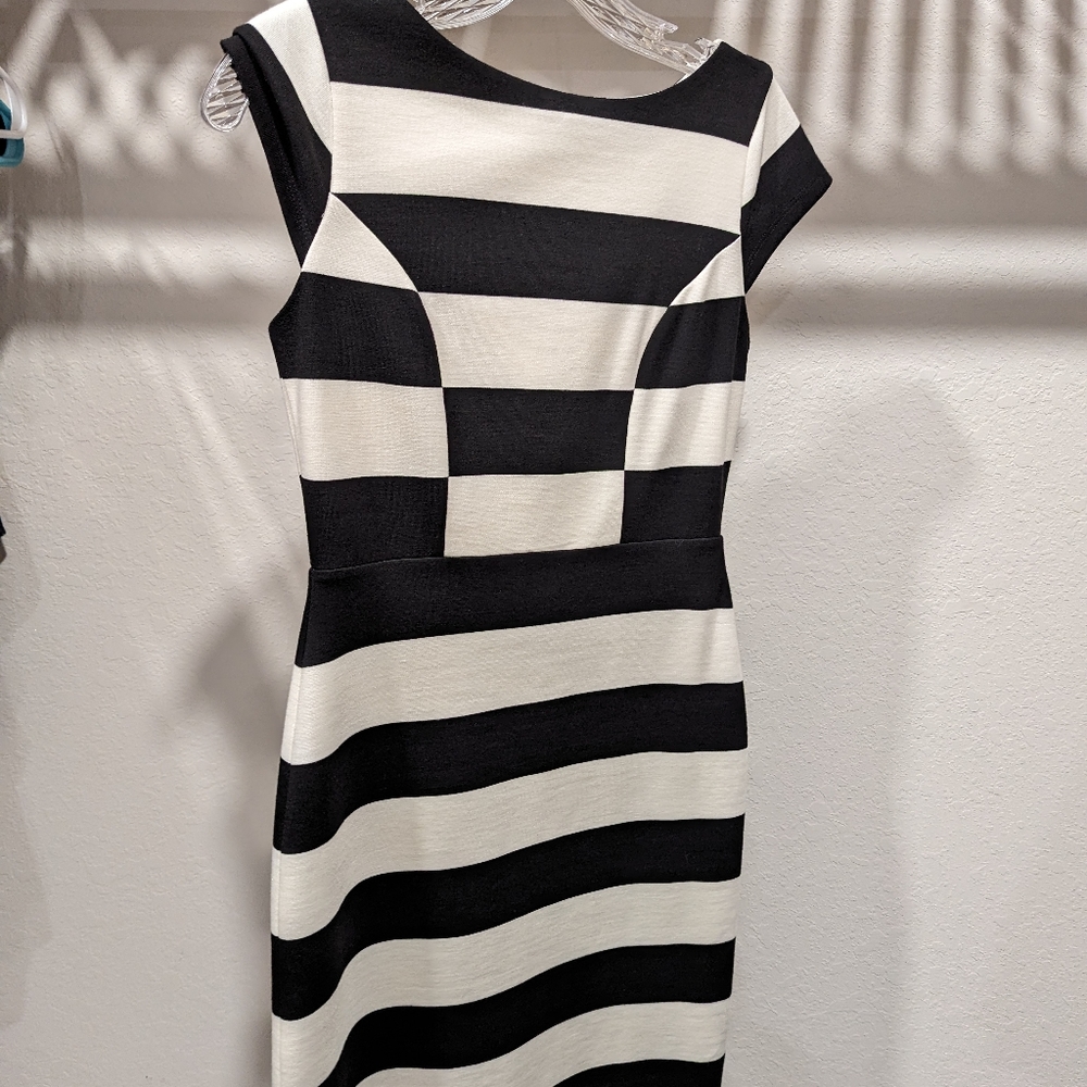 Black and white striped dress